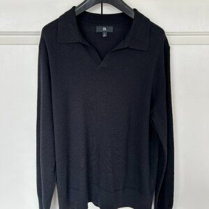 Men's Banana Republic Merino Wool Sweater Polo Black Size L